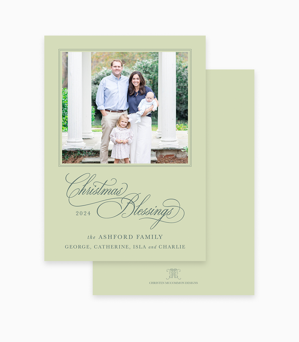 Classic Border II Holiday Card - Christmas Blessings