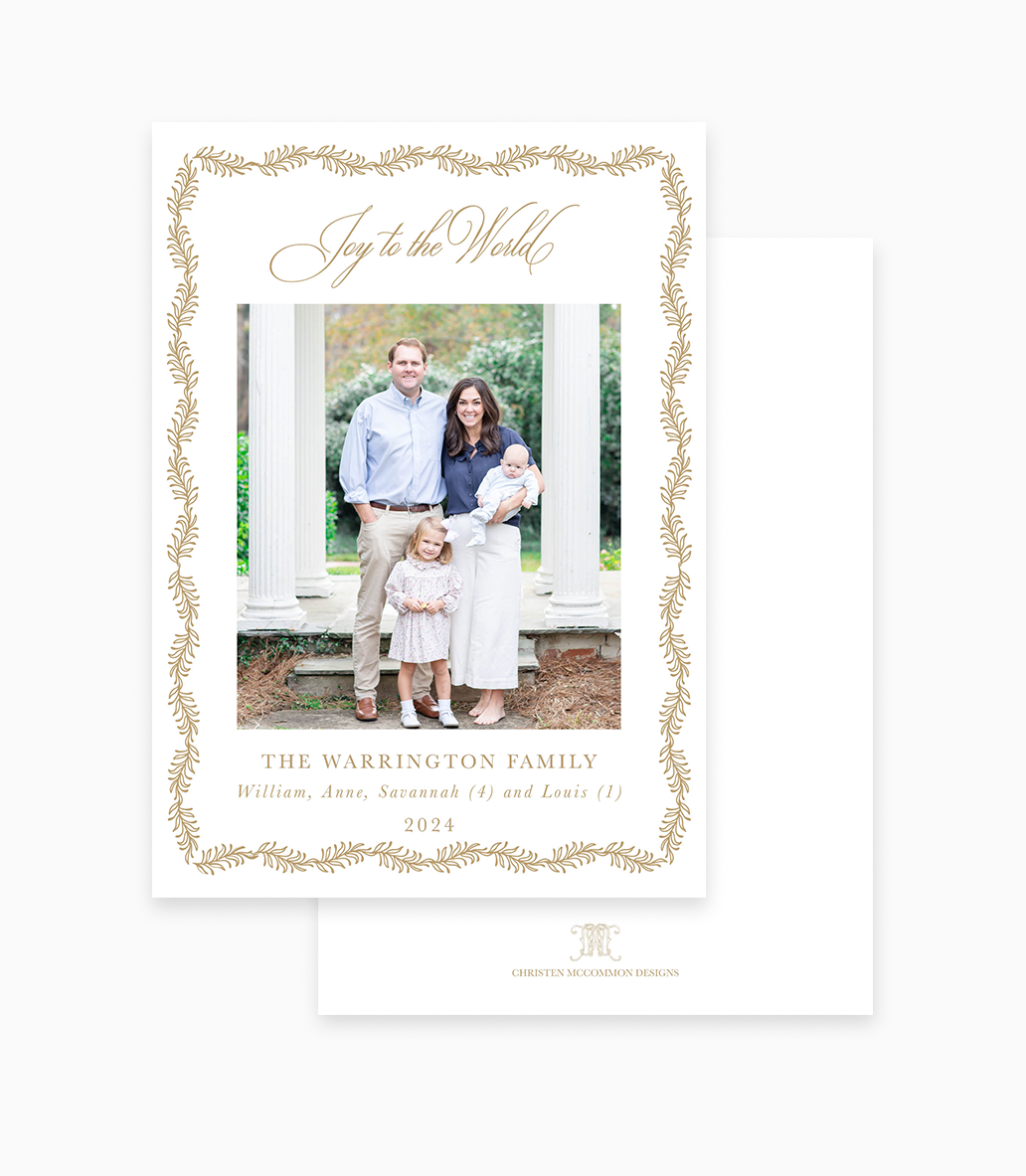Scrolling Botanical Border I Holiday Card